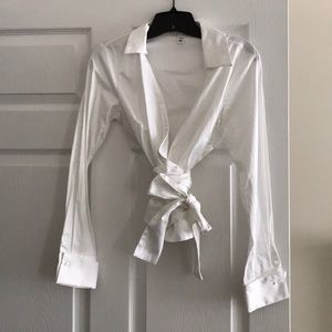 Banana Republic White Blouse with tie. Never worn